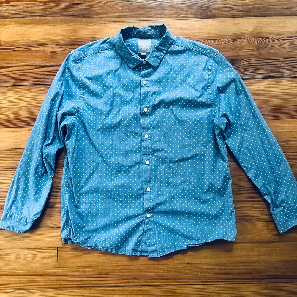 A-Frame Blue/White Button Up